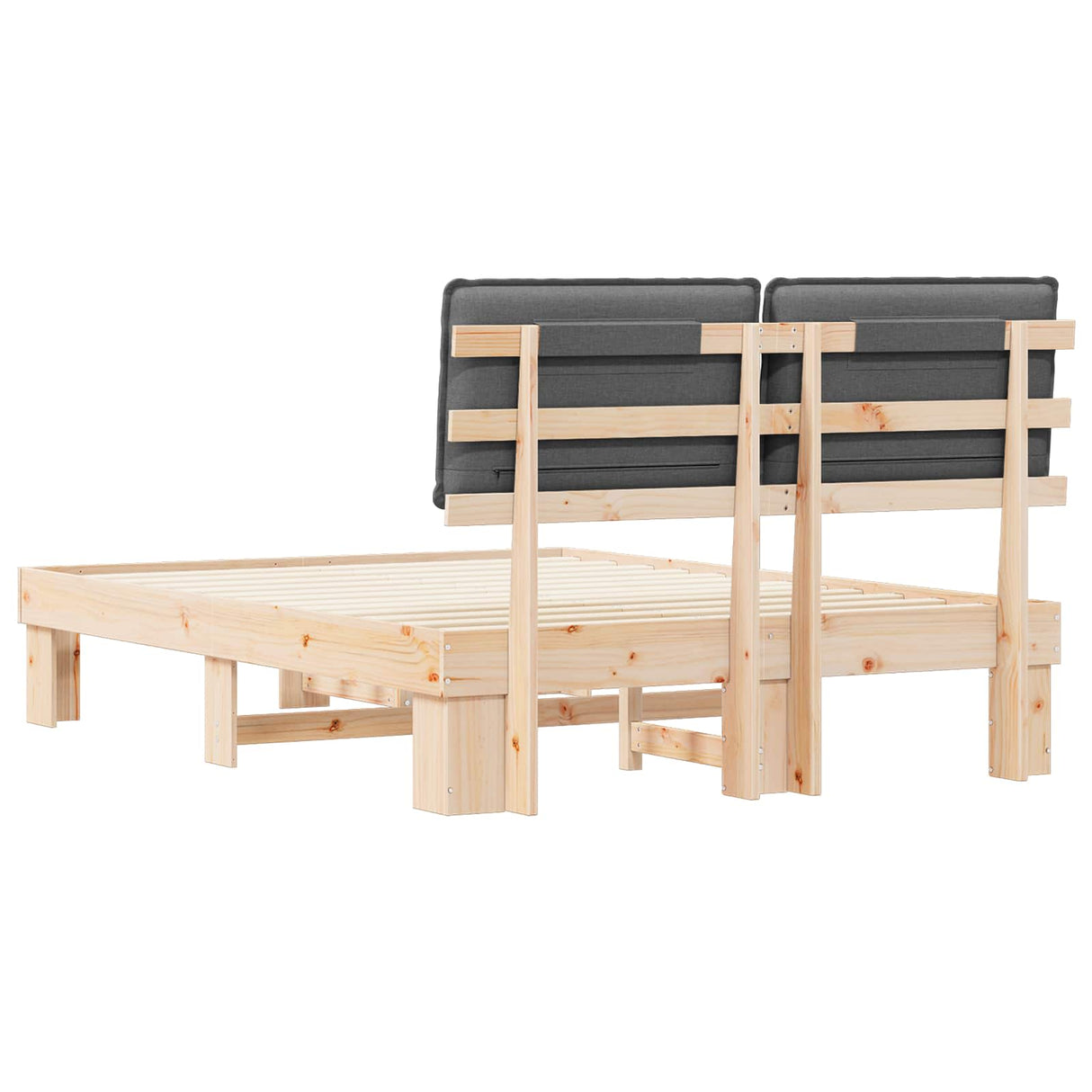 Bed Frame with Upholstered Headboard Dark Grey 135 x 190 cm