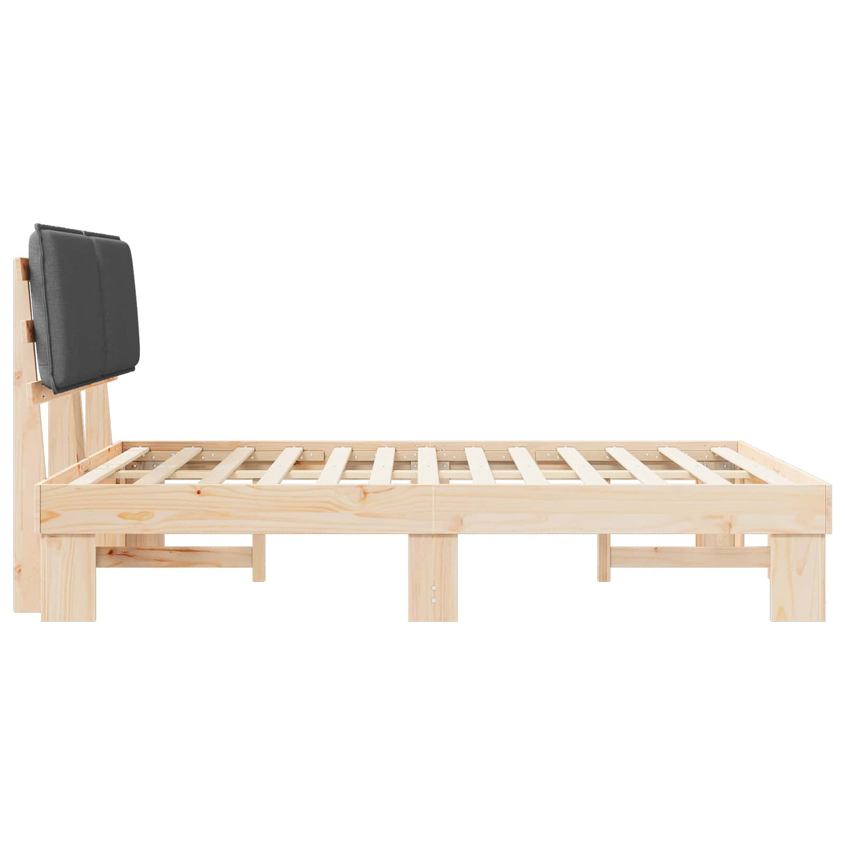 Bed Frame with Upholstered Headboard Dark Grey 135 x 190 cm