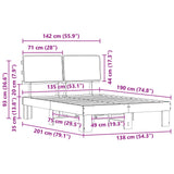 Bed Frame with Upholstered Headboard Dark Grey 135 x 190 cm