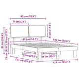 Bed Frame with Upholstered Headboard Dark Grey 135 x 190 cm - Extra Image