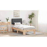 Bed Frame with Upholstered Headboard Dark Grey 90 x 190 cm - Close-Up Angle