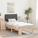 Bed Frame with Upholstered Headboard Dark Grey 90 x 190 cm