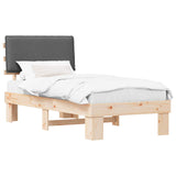Bed Frame with Upholstered Headboard Dark Grey 90 x 190 cm - Front View