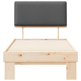 Bed Frame with Upholstered Headboard Dark Grey 90 x 190 cm - 45-Degree Angle