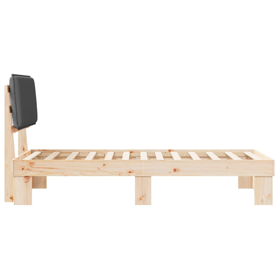 Bed Frame with Upholstered Headboard Dark Grey 90 x 190 cm