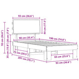 Bed Frame with Upholstered Headboard Dark Grey 90 x 190 cm