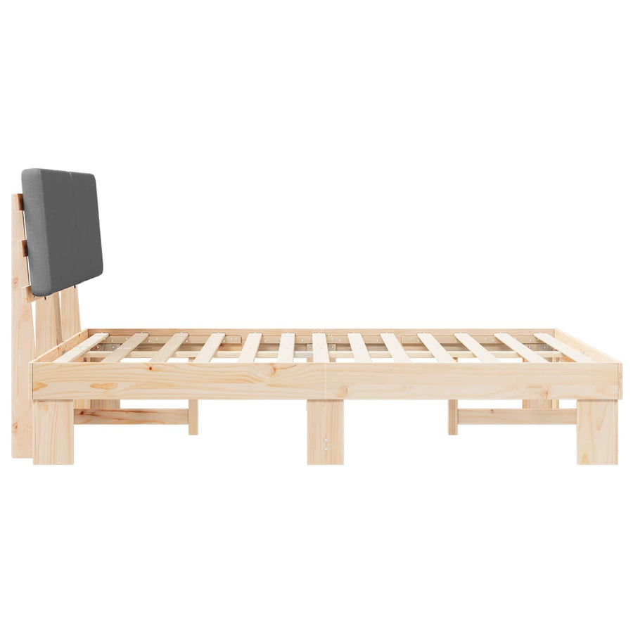Bed Frame with Upholstered Headboard Dark Grey 150 x 200 cm