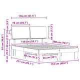 Bed Frame with Upholstered Headboard Dark Grey 150 x 200 cm