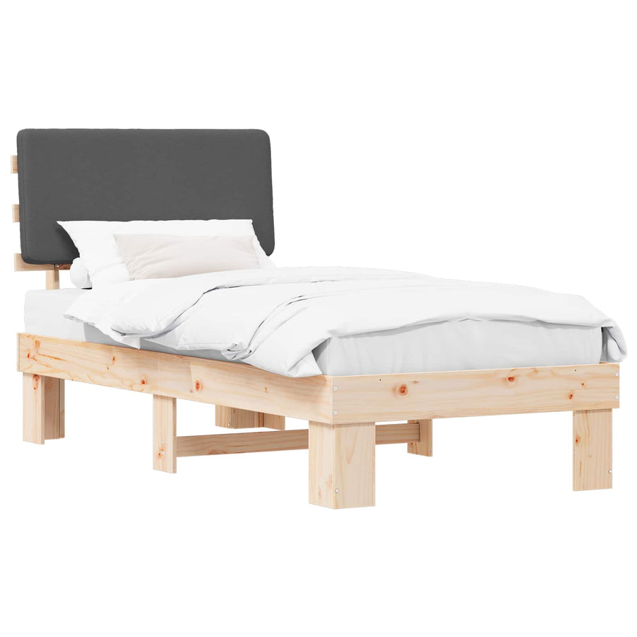 Bed Frame with Upholstered Headboard Dark Grey 90 x 190 cm