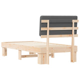 Bed Frame with Upholstered Headboard Dark Grey 90 x 190 cm - Close-Up Angle