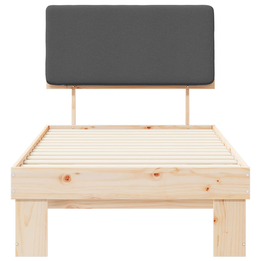 Bed Frame with Upholstered Headboard Dark Grey 90 x 190 cm