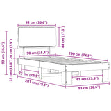 Bed Frame with Upholstered Headboard Dark Grey 90 x 190 cm