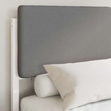 Bed Frame with Upholstered Headboard Dark Grey 135 x 190 cm - Side View