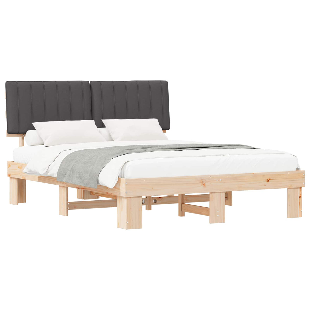 Bed Frame with Upholstered Headboard Dark Grey 150 x 200 cm