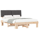 Bed Frame with Upholstered Headboard Dark Grey 150 x 200 cm - Front View