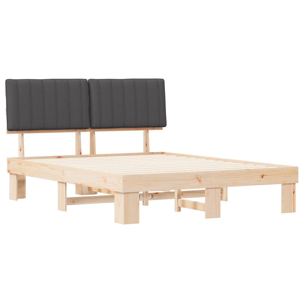 Bed Frame with Upholstered Headboard Dark Grey 150 x 200 cm