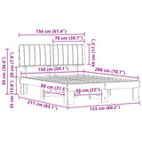 Bed Frame with Upholstered Headboard Dark Grey 150 x 200 cm