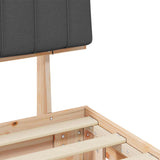 Bed Frame with Upholstered Headboard Dark Grey 135 x 190 cm - Low Angle