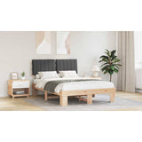 Bed Frame with Upholstered Headboard Dark Grey 135 x 190 cm