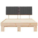 Bed Frame with Upholstered Headboard Dark Grey 135 x 190 cm
