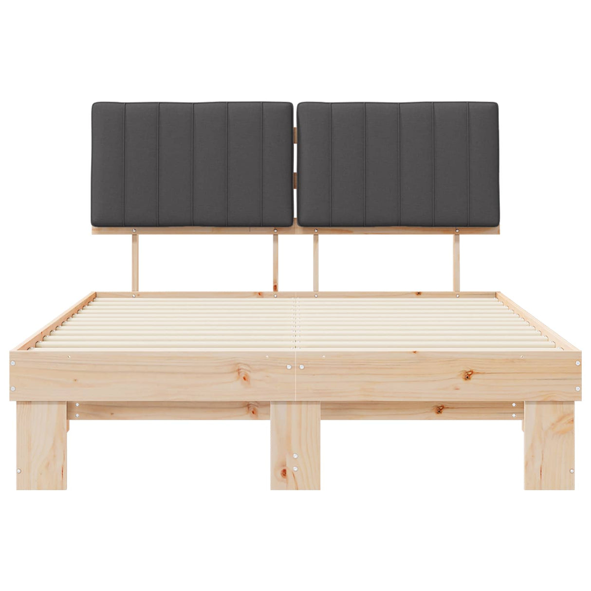 Bed Frame with Upholstered Headboard Dark Grey 135 x 190 cm