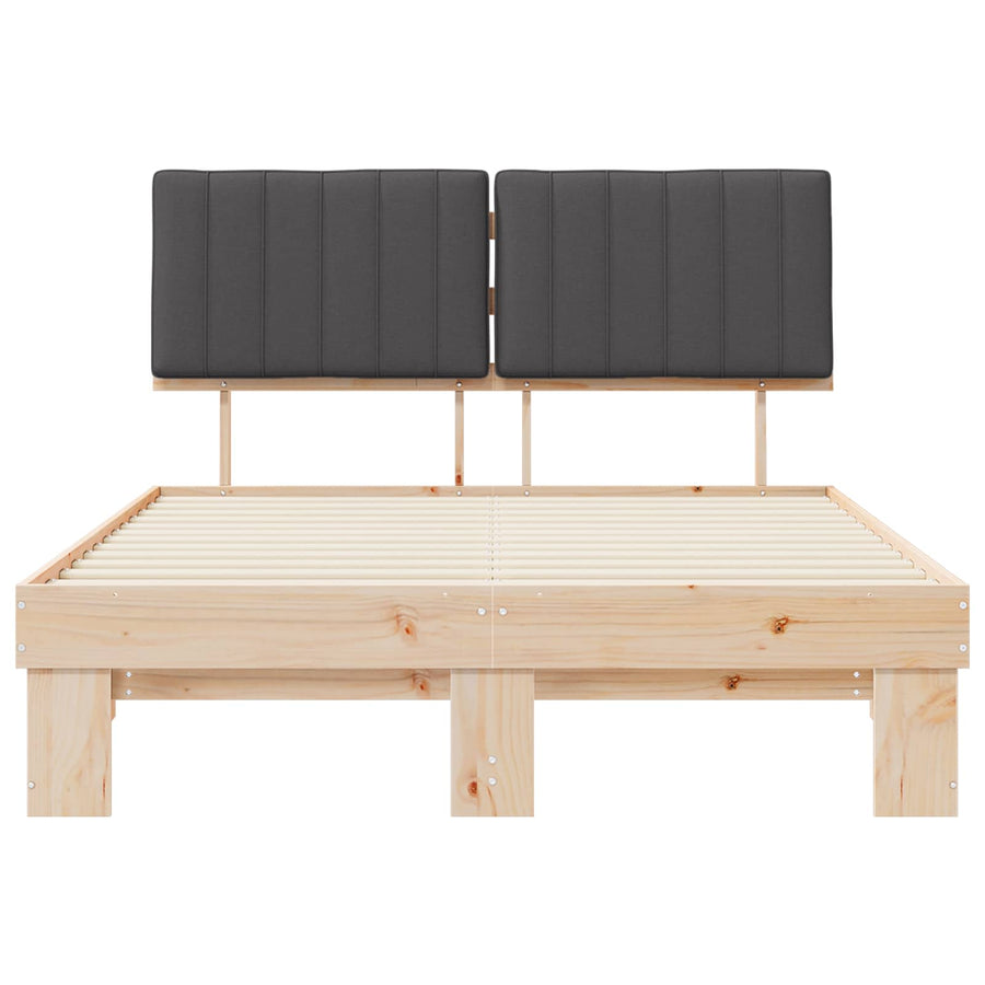Bed Frame with Upholstered Headboard Dark Grey 135 x 190 cm