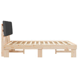 Bed Frame with Upholstered Headboard Dark Grey 135 x 190 cm