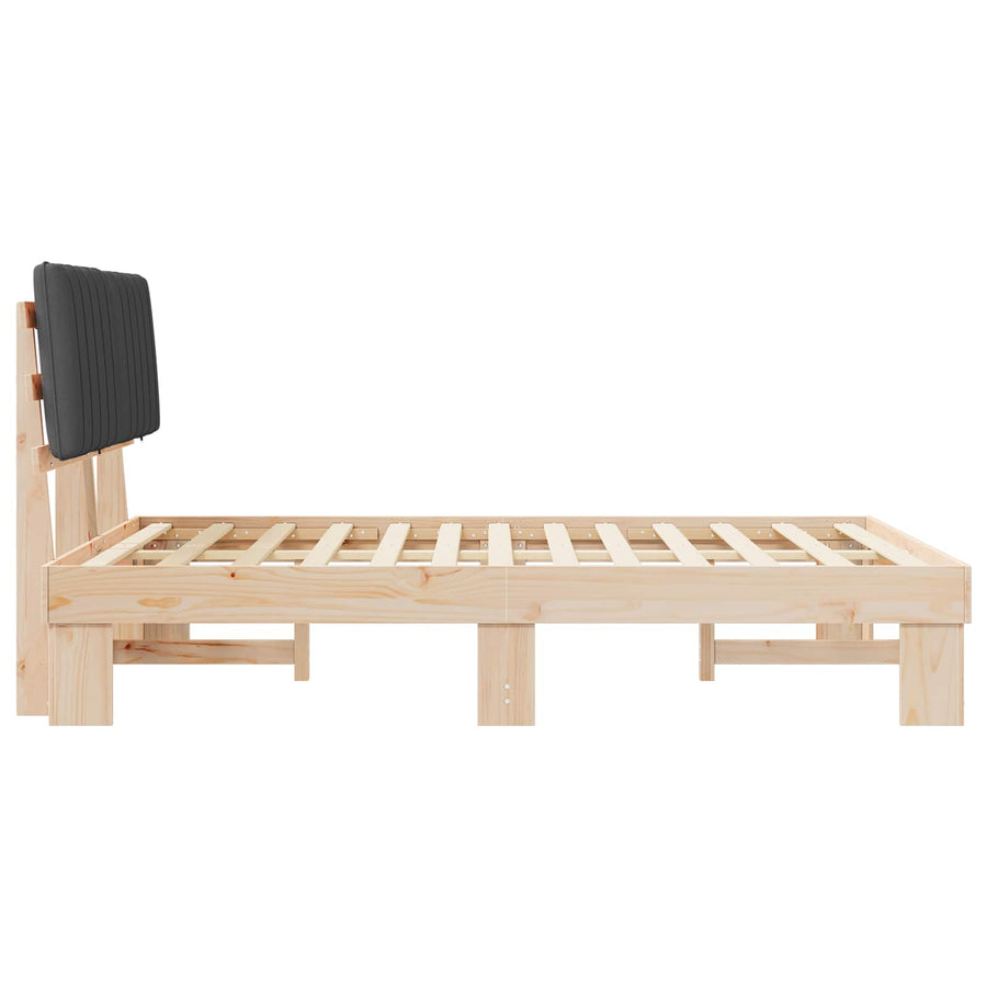 Bed Frame with Upholstered Headboard Dark Grey 135 x 190 cm