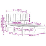 Bed Frame with Upholstered Headboard Dark Grey 135 x 190 cm - Extra Image