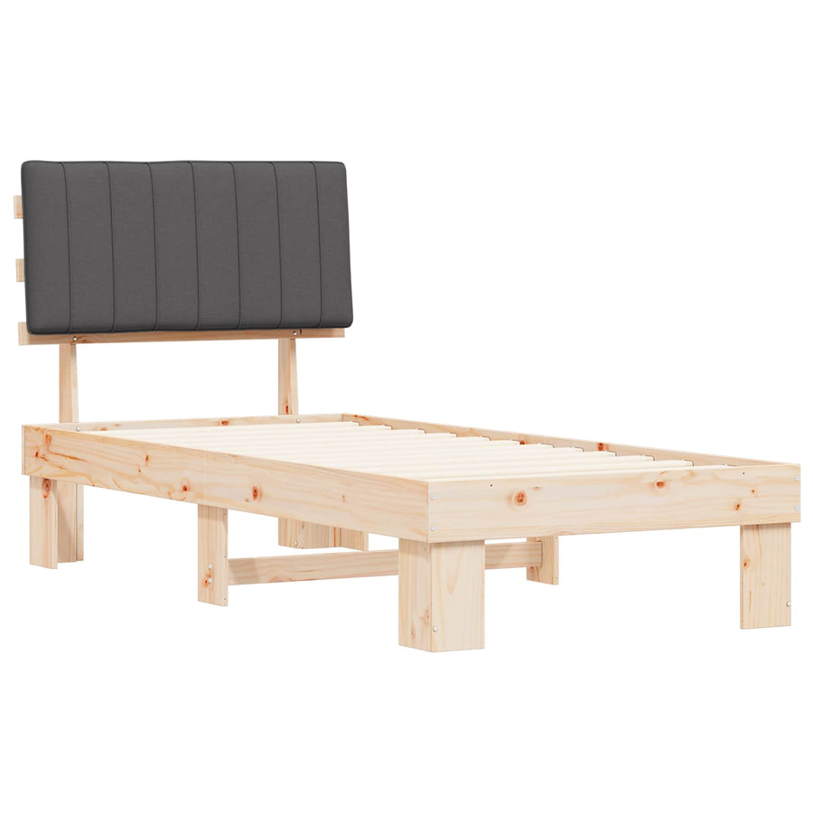 Bed Frame with Upholstered Headboard Dark Grey 90 x 190 cm