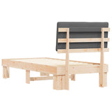 Bed Frame with Upholstered Headboard Dark Grey 90 x 190 cm - Close-Up Angle