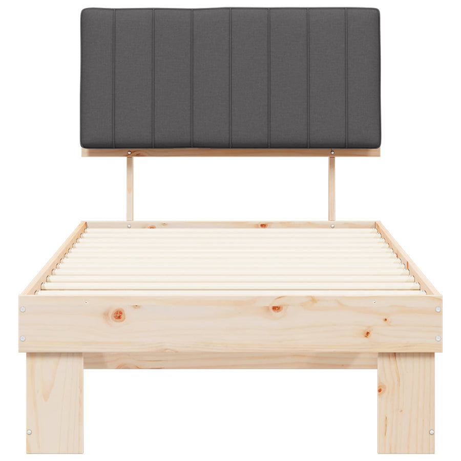 Bed Frame with Upholstered Headboard Dark Grey 90 x 190 cm