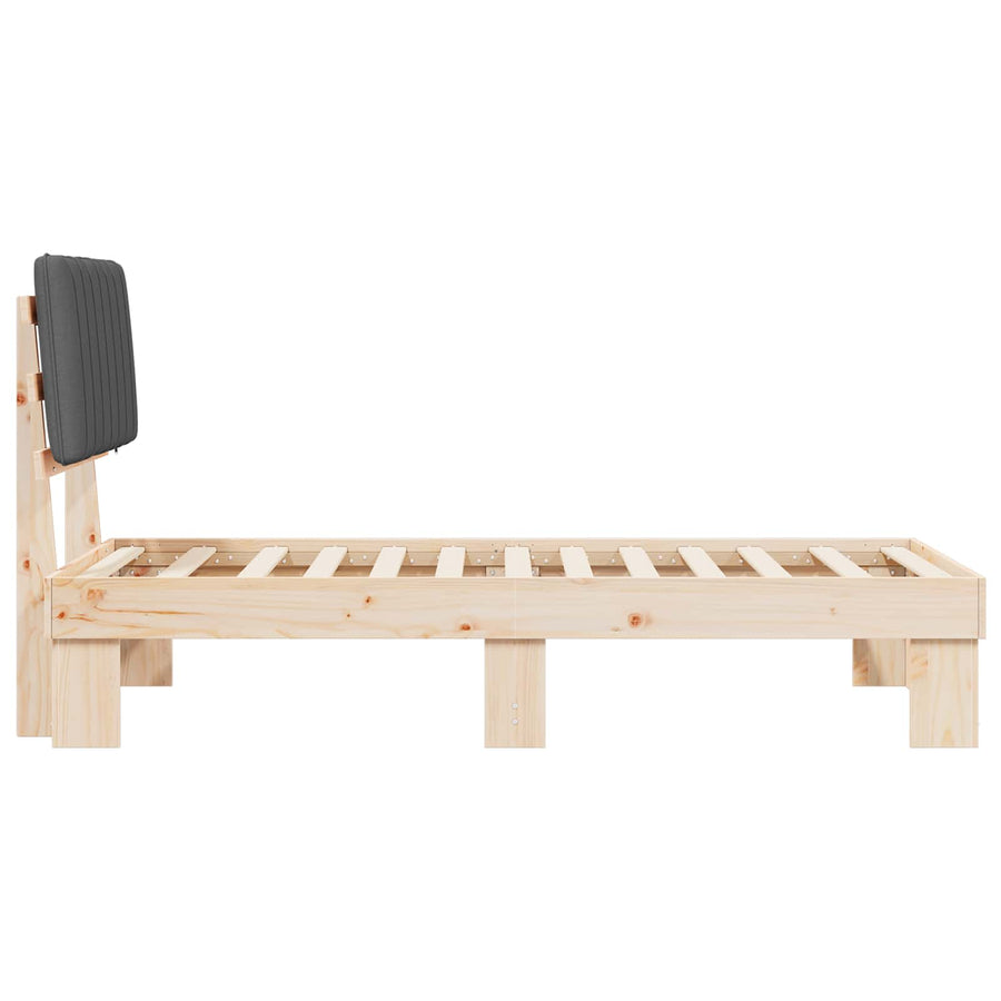 Bed Frame with Upholstered Headboard Dark Grey 90 x 190 cm