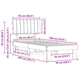 Bed Frame with Upholstered Headboard Dark Grey 90 x 190 cm