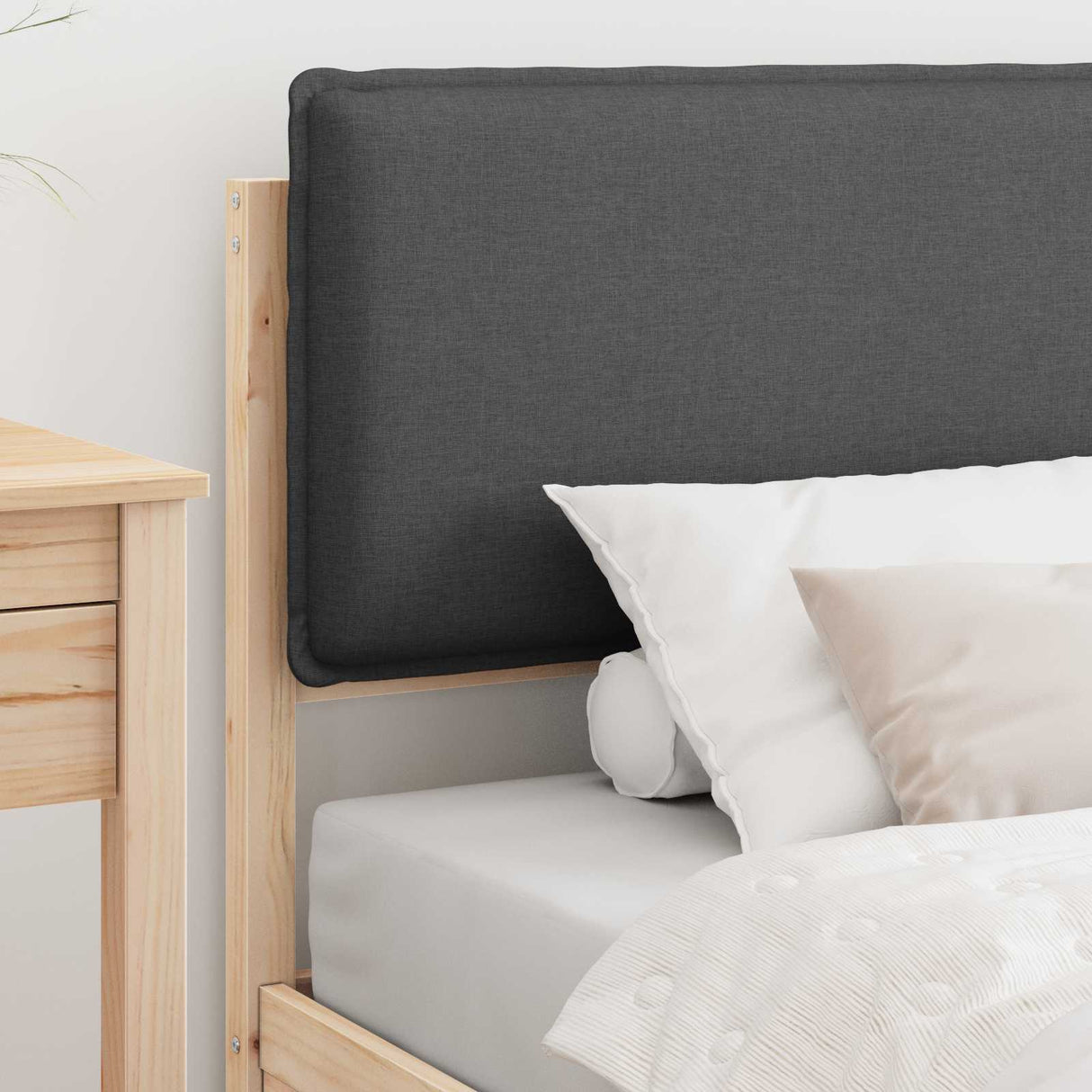 Bed Frame with Upholstered Headboard Dark Grey 90 x 190 cm