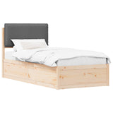 Bed Frame with Upholstered Headboard Dark Grey 90 x 190 cm - Front View