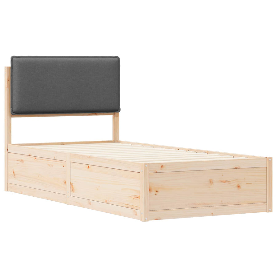 Bed Frame with Upholstered Headboard Dark Grey 90 x 190 cm
