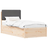 Bed Frame with Upholstered Headboard Dark Grey 90 x 190 cm - Front View
