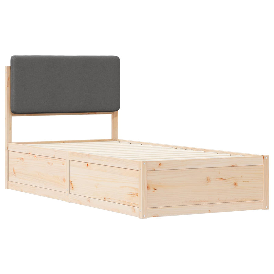 Bed Frame with Upholstered Headboard Dark Grey 90 x 190 cm
