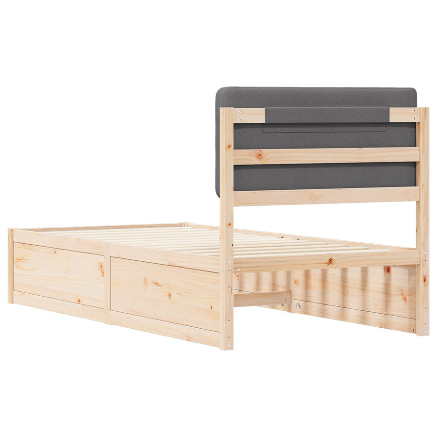 Bed Frame with Upholstered Headboard Dark Grey 90 x 190 cm
