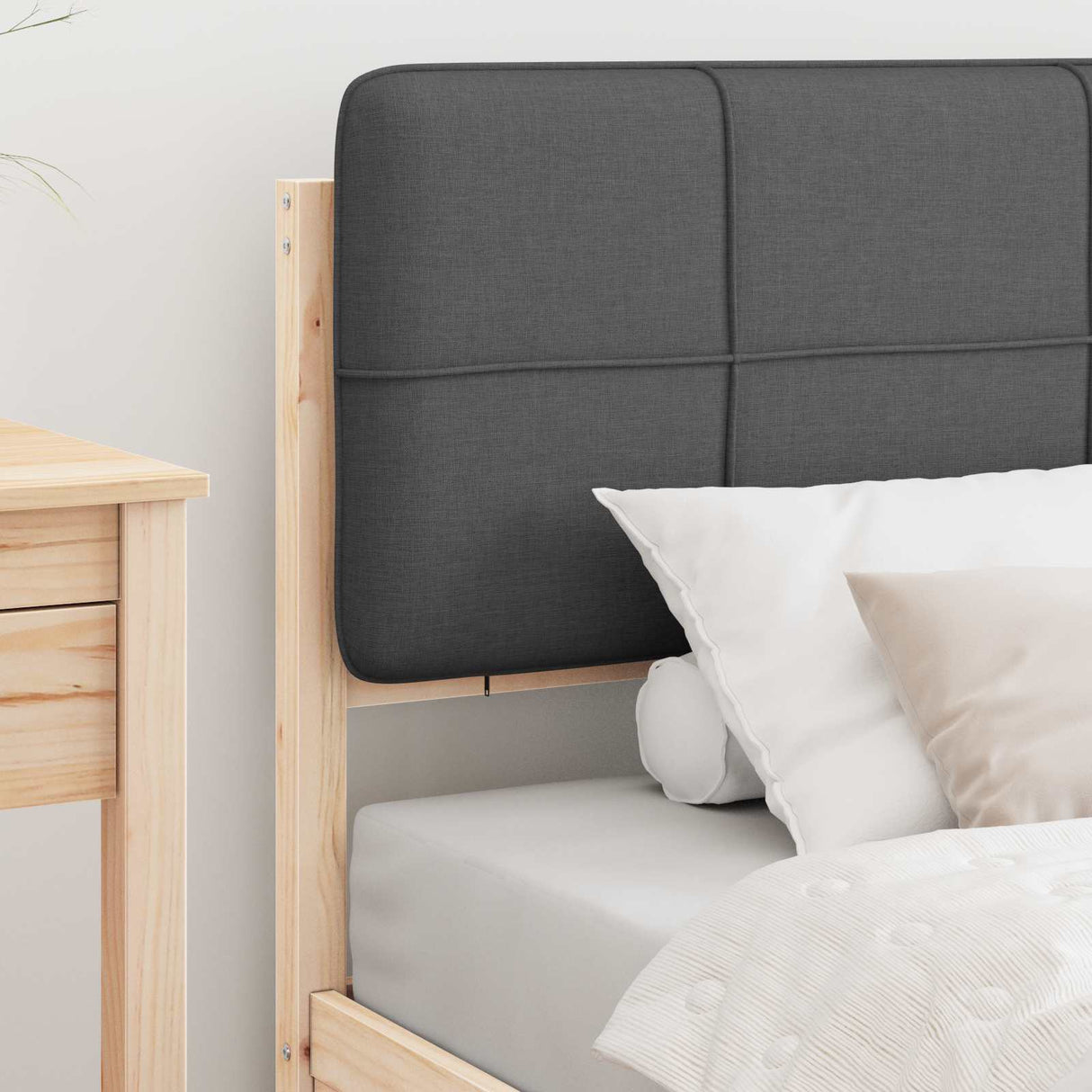 Bed Frame with Upholstered Headboard Dark Grey 90 x 190 cm