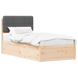 Bed Frame with Upholstered Headboard Dark Grey 90 x 190 cm