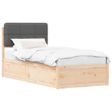 Bed Frame with Upholstered Headboard Dark Grey 90 x 190 cm - Front View