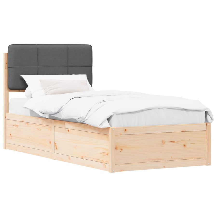 Bed Frame with Upholstered Headboard Dark Grey 90 x 190 cm