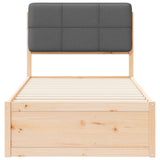 Bed Frame with Upholstered Headboard Dark Grey 90 x 190 cm