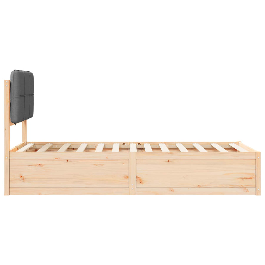 Bed Frame with Upholstered Headboard Dark Grey 90 x 190 cm