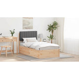 Bed Frame with Upholstered Headboard Dark Grey 90 x 190 cm - Close-Up Angle
