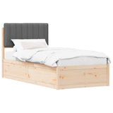 Bed Frame with Upholstered Headboard Dark Grey 90 x 190 cm - Front View