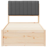 Bed Frame with Upholstered Headboard Dark Grey 90 x 190 cm