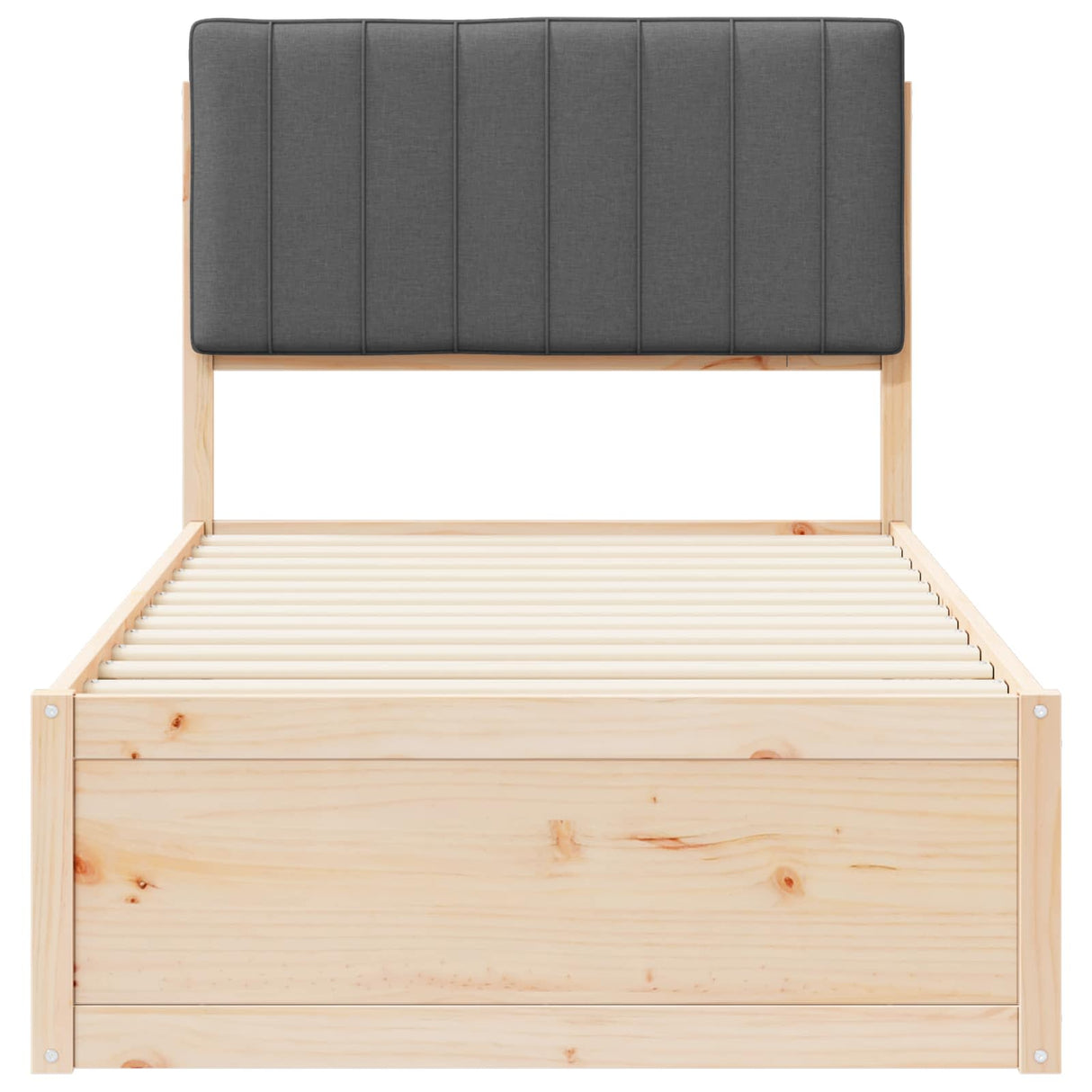 Bed Frame with Upholstered Headboard Dark Grey 90 x 190 cm